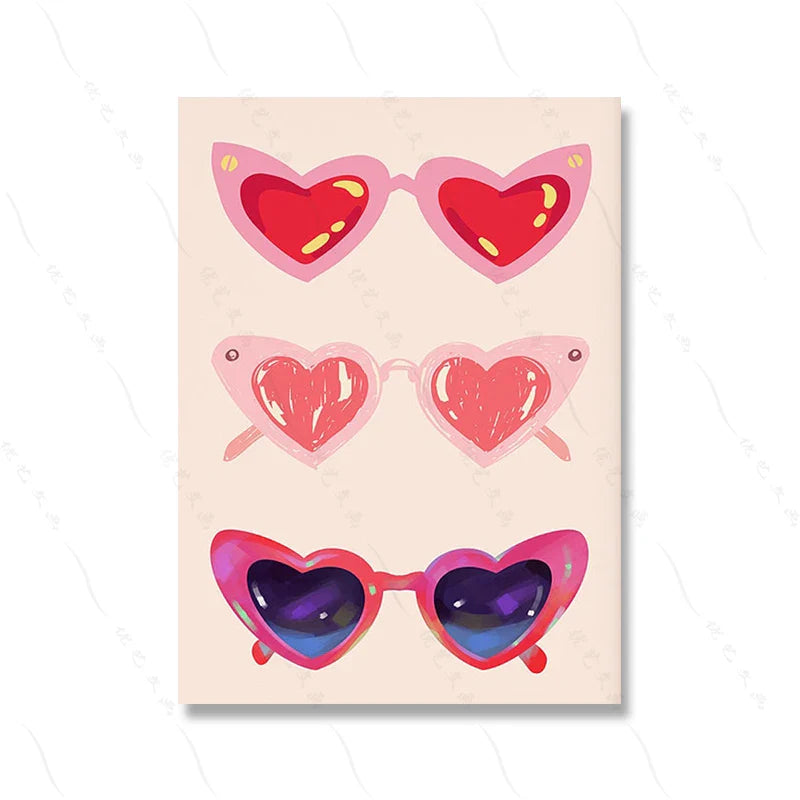 Pink Preppy Poster Print Dopamine Wall Art Pictures Danish Dorm Room Decor Colorful Canvas Painting Trendy Art Murals Decoration