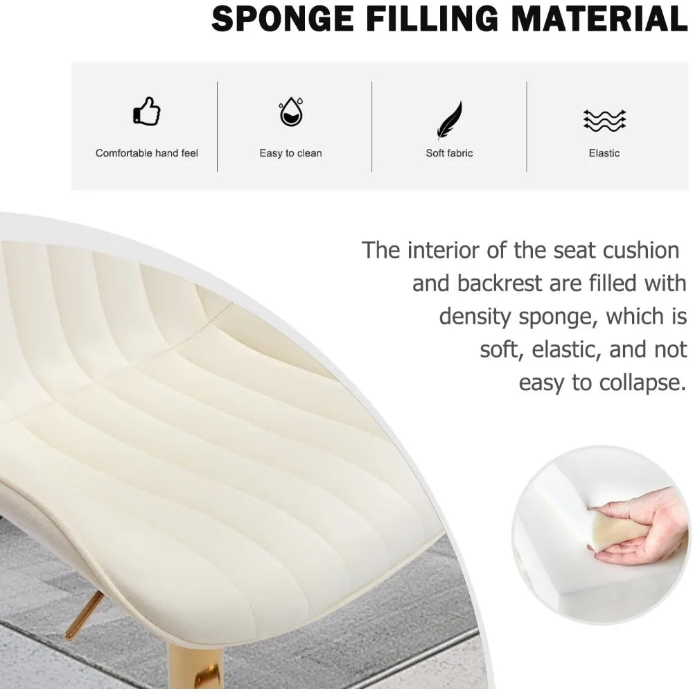 Modern Velvet Adjustable Counter Height Swivel Barstools Set of 2 with Backs For Kitchen Home Decor