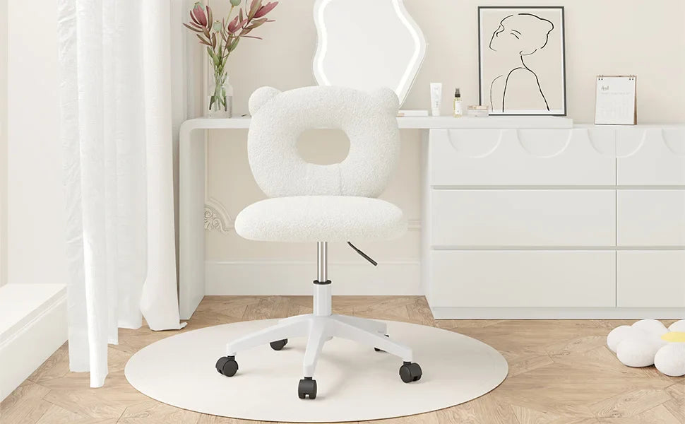 Little Bear Office Chair Female Male Dormitory Backrest Chair Pink Cute Bedroom Living Room Chairs Learning Chair Furniture Home