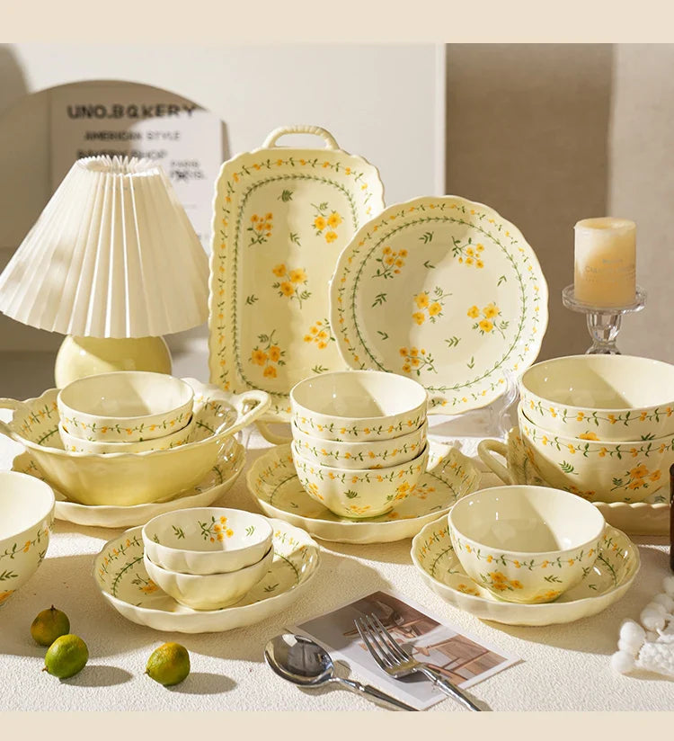 Porcelain Plate French Style Floral  Tableware