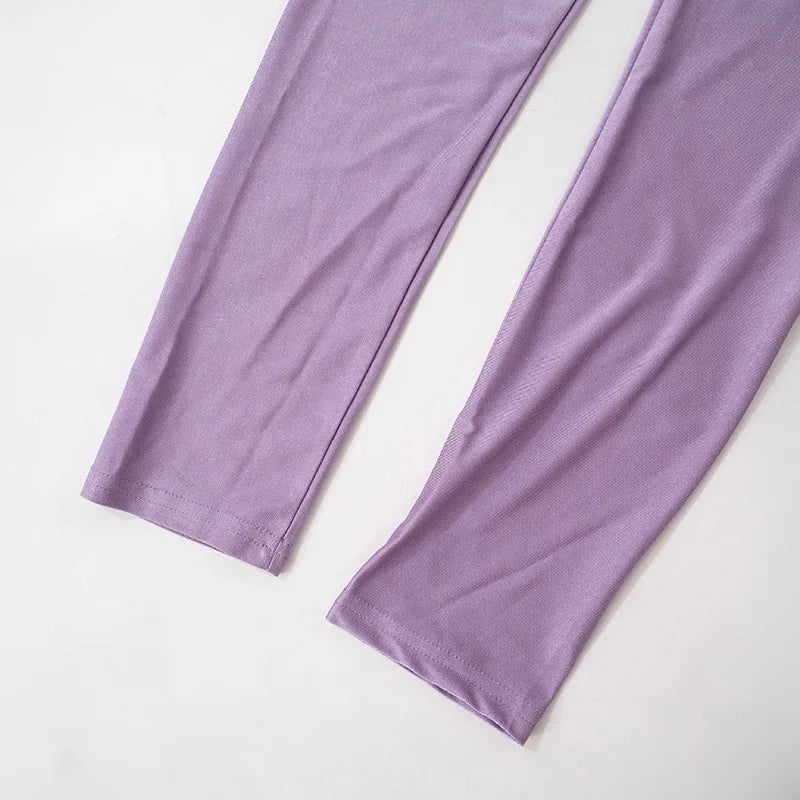 Casual Women 2 Piece Set Tracksuit Shorts Sleeve Crop Tops+Silky Leggings Matching