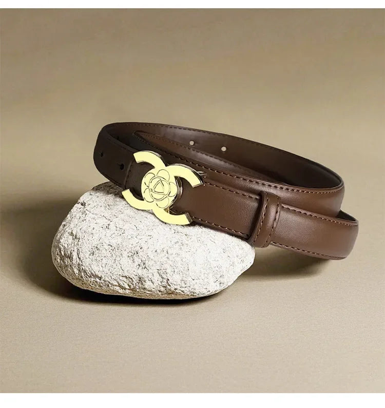 Women's Versatile Belt, Elegant Retro Style, Square Alloy Buckle