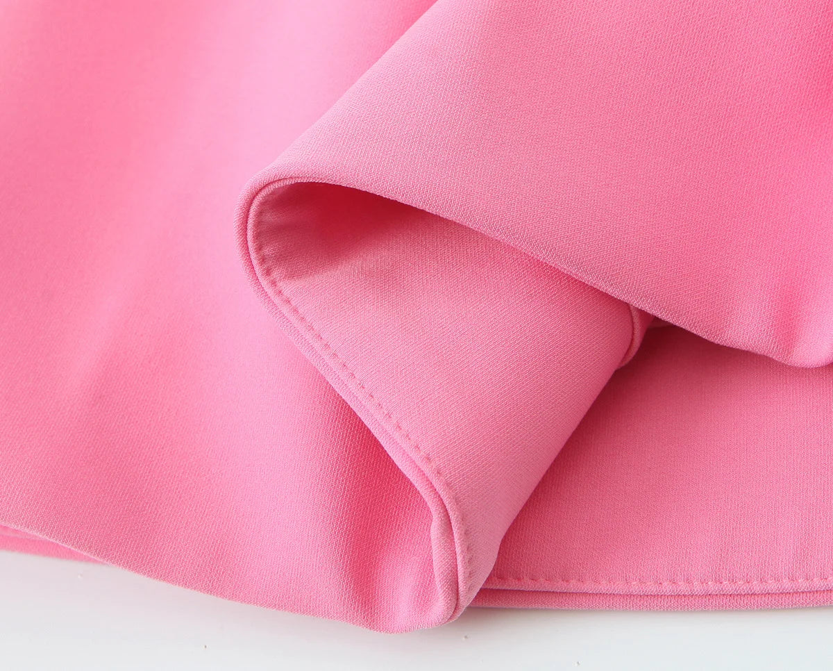 Ladies Pink Spaghetti Strap Dress Summer New Simple Style Women Slim Short Dress Party Fashion A-Line Dress