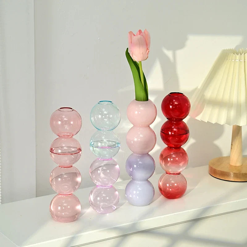 Glass Bubble Vases Hydroponic Flower Vase Creative Spherical Flower Vases Stained Bubble Glass Vase Home Office Decor