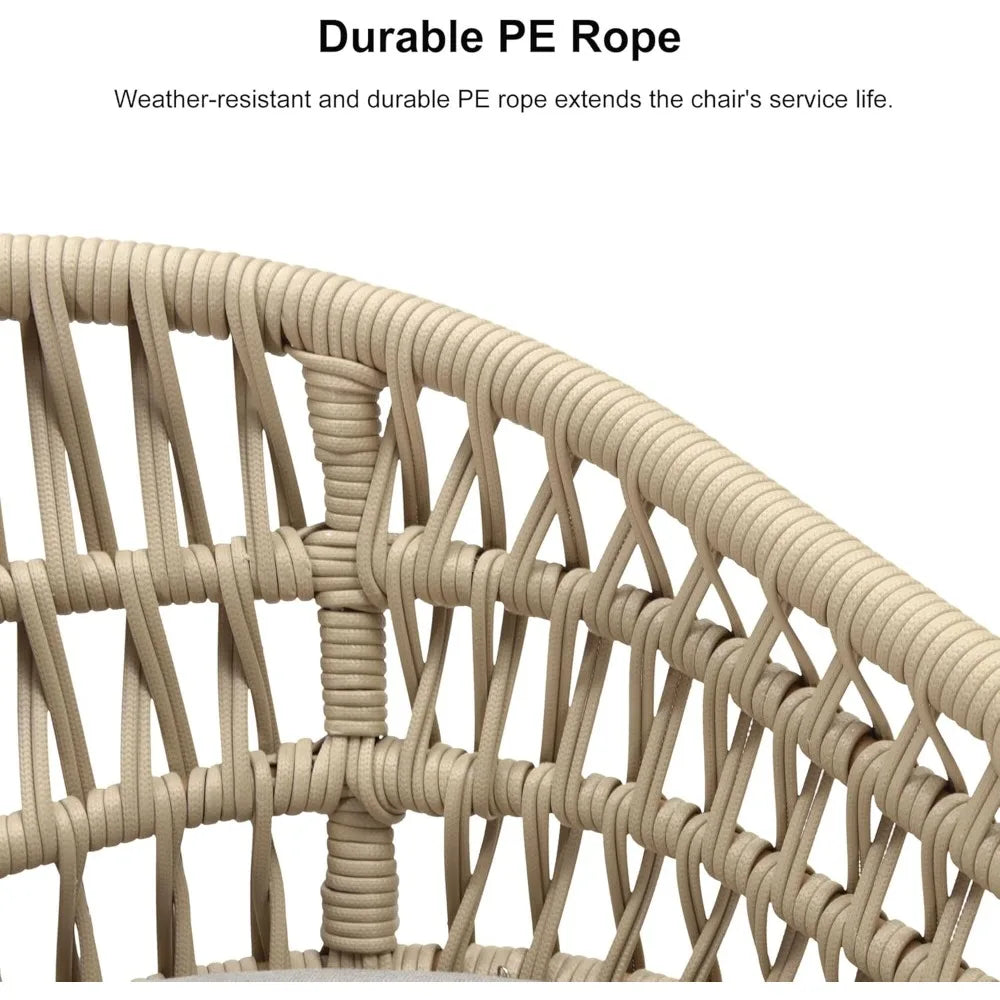 Outdoor Rattan Counter Height Bar Stools Chair, Modern Upholstered Patio Bar Stool with Backrest for Indoor and Outdoor Kitchen