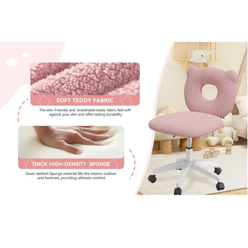 Little Bear Office Chair Female Male Dormitory Backrest Chair Pink Cute Bedroom Living Room Chairs Learning Chair Furniture Home