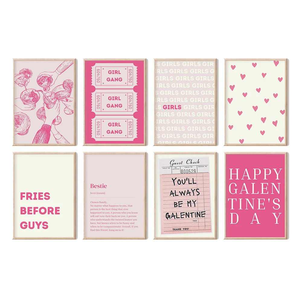 Pink Decor Set Prints Canvas Painting Trendy Art Murals Decor