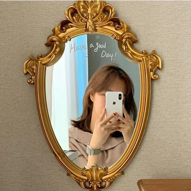 Vanity Mirrors Baroque Frame Mirror Gold Shield Wall Decorative Mirrors Plate