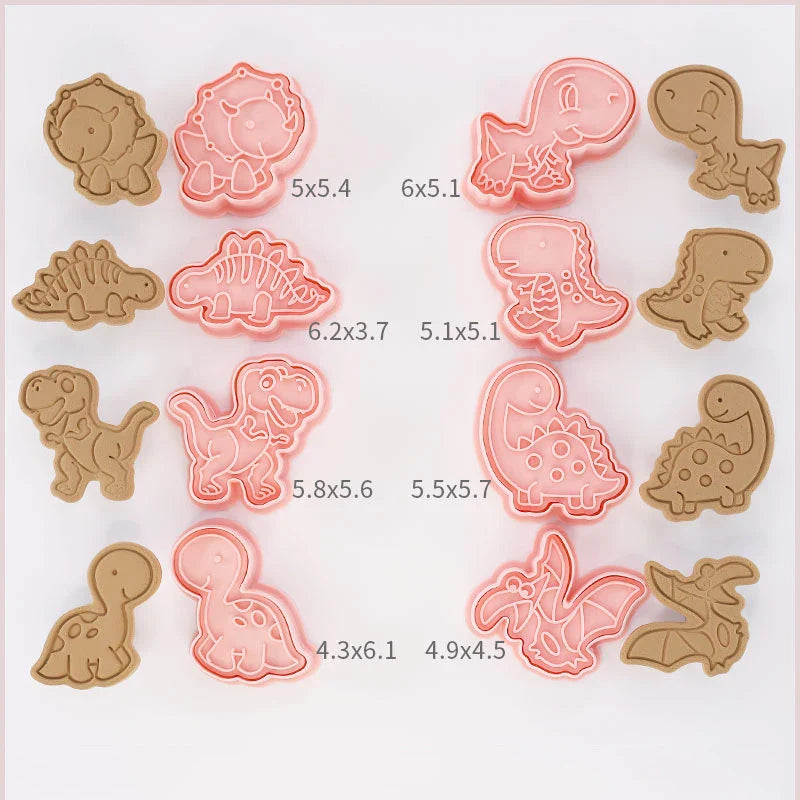 Cookie Cutters Plastic 3D Cute Cartoon Pressable Biscuit Mold Cookie Stamp Kitchen Baking Pastry Bakeware 8 Pcs/set
