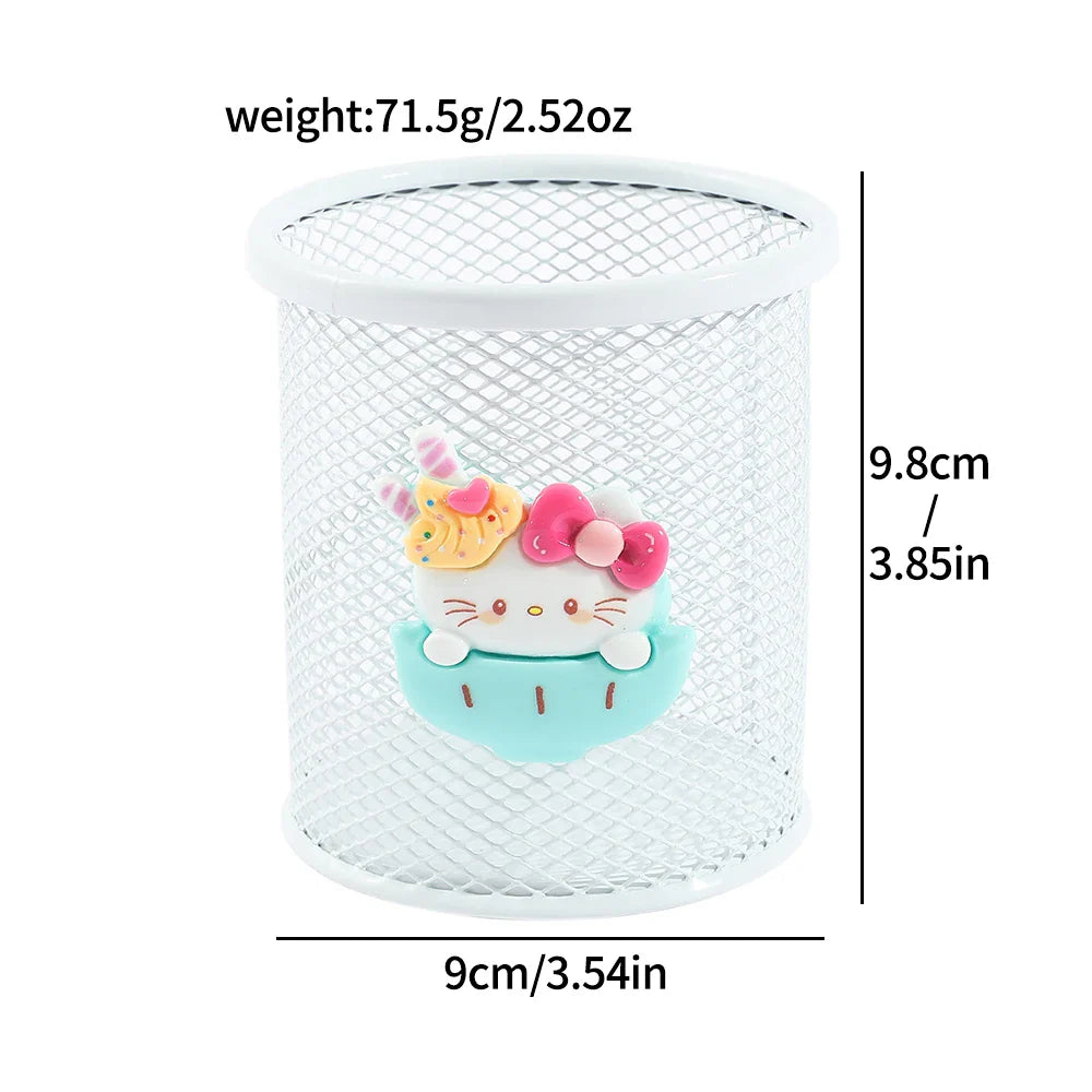 Sanrio Series Cute Hello Kitty Fashion Pen Holder Desktop Decorations Anime Fans Girl Creative Round Pen Holder