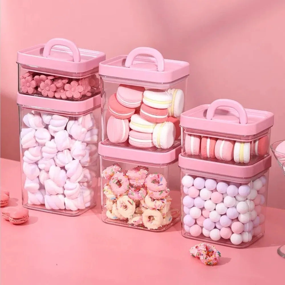 New With Lids Food Storage Box Large Capacity Moisture-proof Stackable with Handle Sealed Storage Pots Kitchen