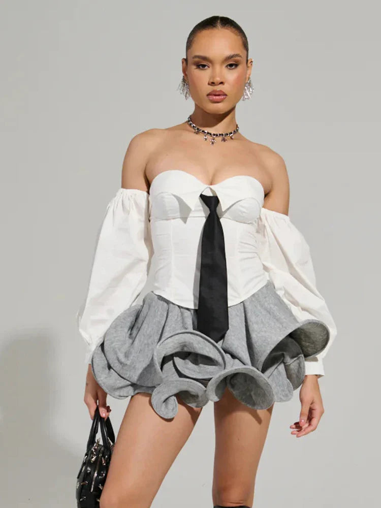 Irregular Tierred Mini Skirts Women Y2K Chic Puffy Wild Basic Coquette Style