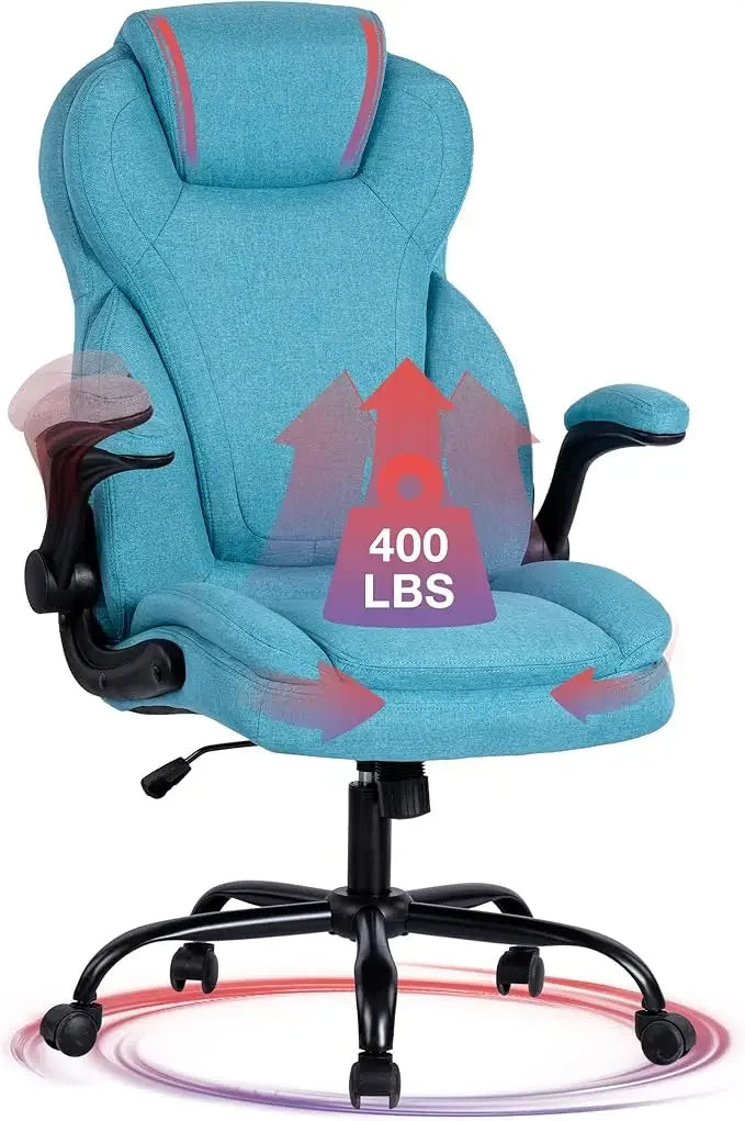 Executive Big and Tall Fabric Office Chair Duty Executive Desk Chair with Extra Wide Seat, High Back Ergonomic Leather Computer Chair