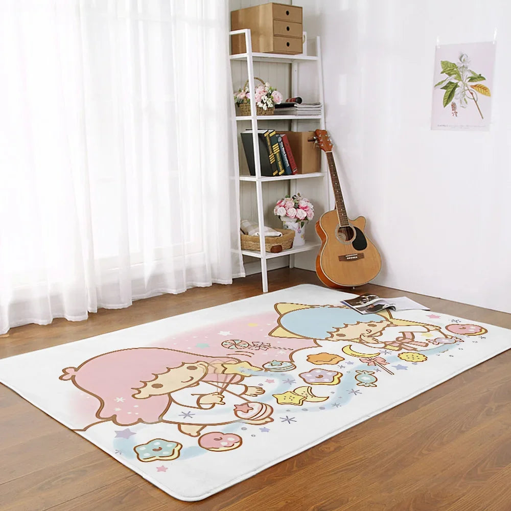 Cartoon Little Twin Stars KiKi Floor Mat For Living Room Sofa Floor Cushions Modern Soft Fluffy Home Rug