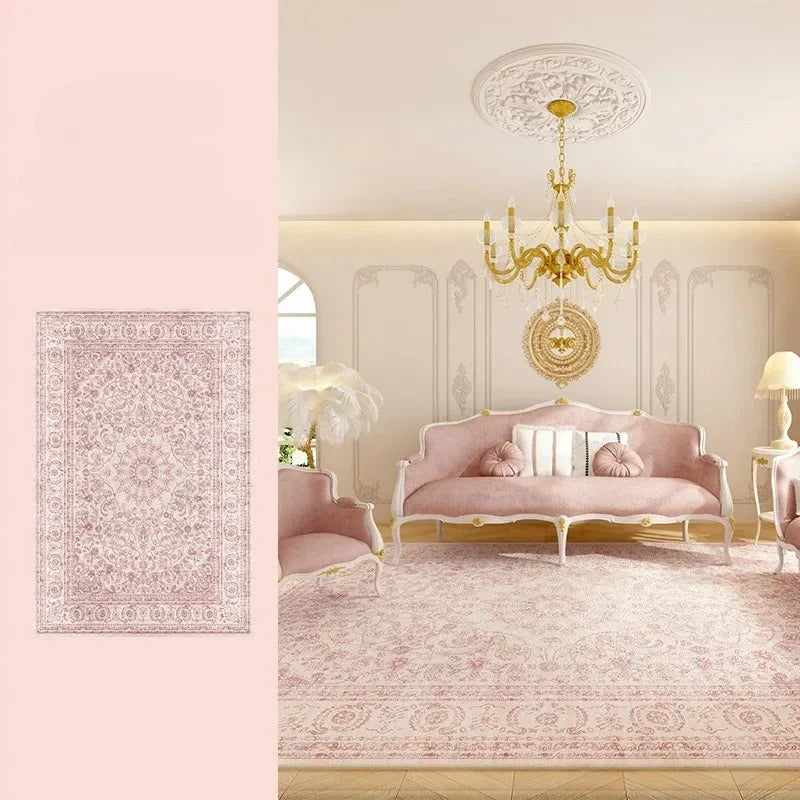 Luxury Pink Carpet Large Rugs for Living Room Bedroom Decor Retro Persian Home Sofa Coffee Table Area Rug Cloakroom Balcony Mat