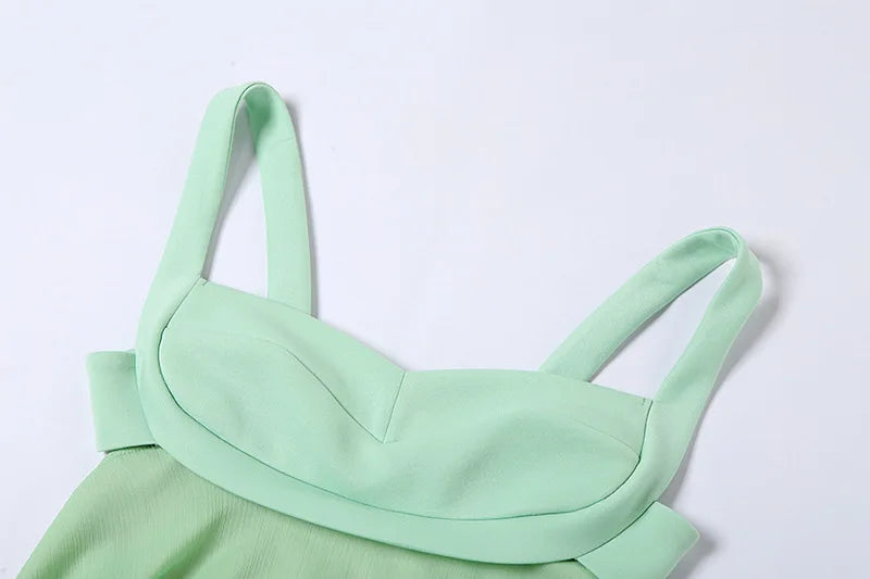 Solid Color Cutout Slim Sling Dress Sexy Backless Ruffle Dress Female