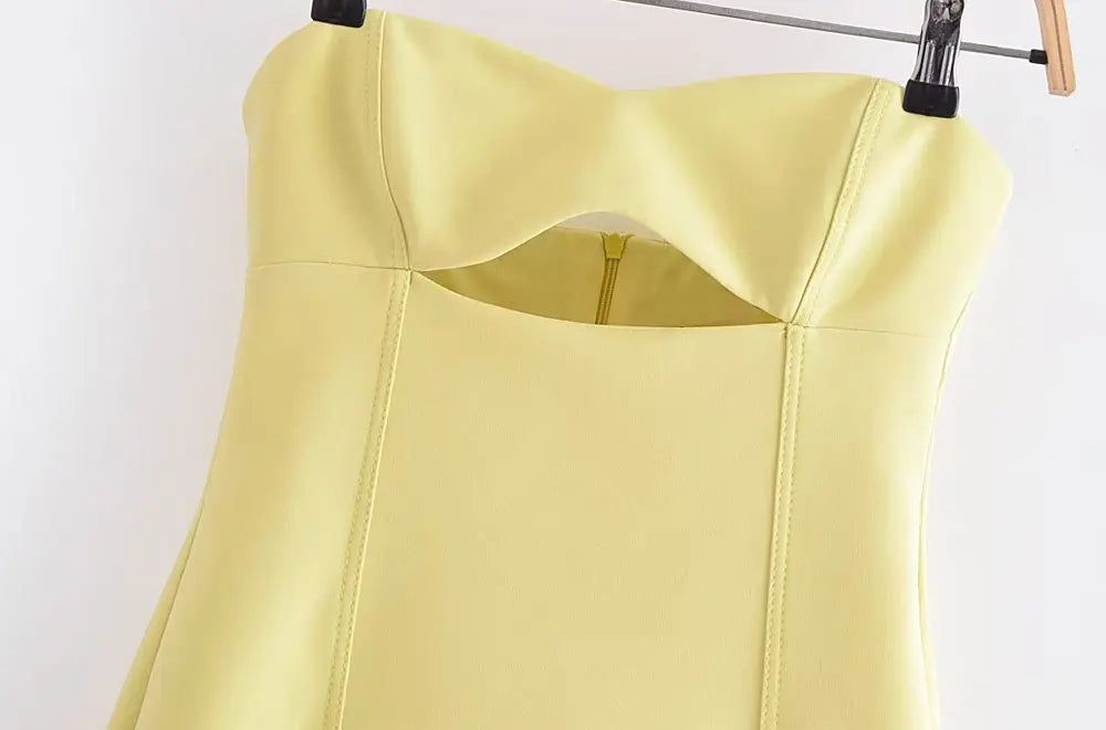 Women's Strapless Hollow Out Mini Dress, Sexy Sweetheart Neck, Back Zipper, Female Dresses, Fashion