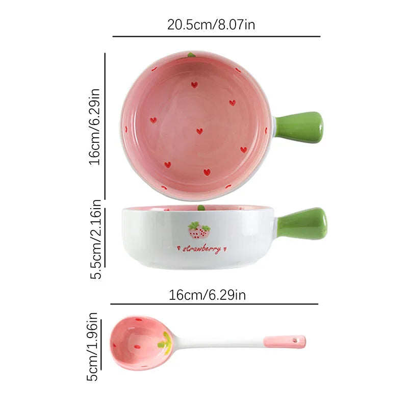 Strawberry Bowl Spoon Plate Set