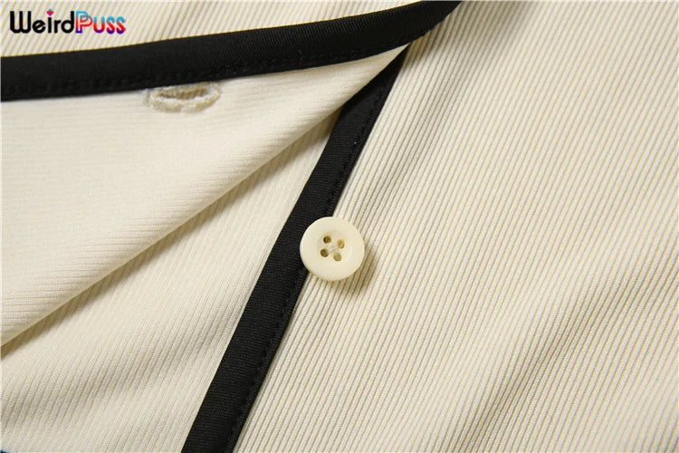 Ribbed Women 2 Piece Set Polo Neck Button Shorts Crop Tops+Mini Skirts Matching Stretch Elegant Streetwear Outfits