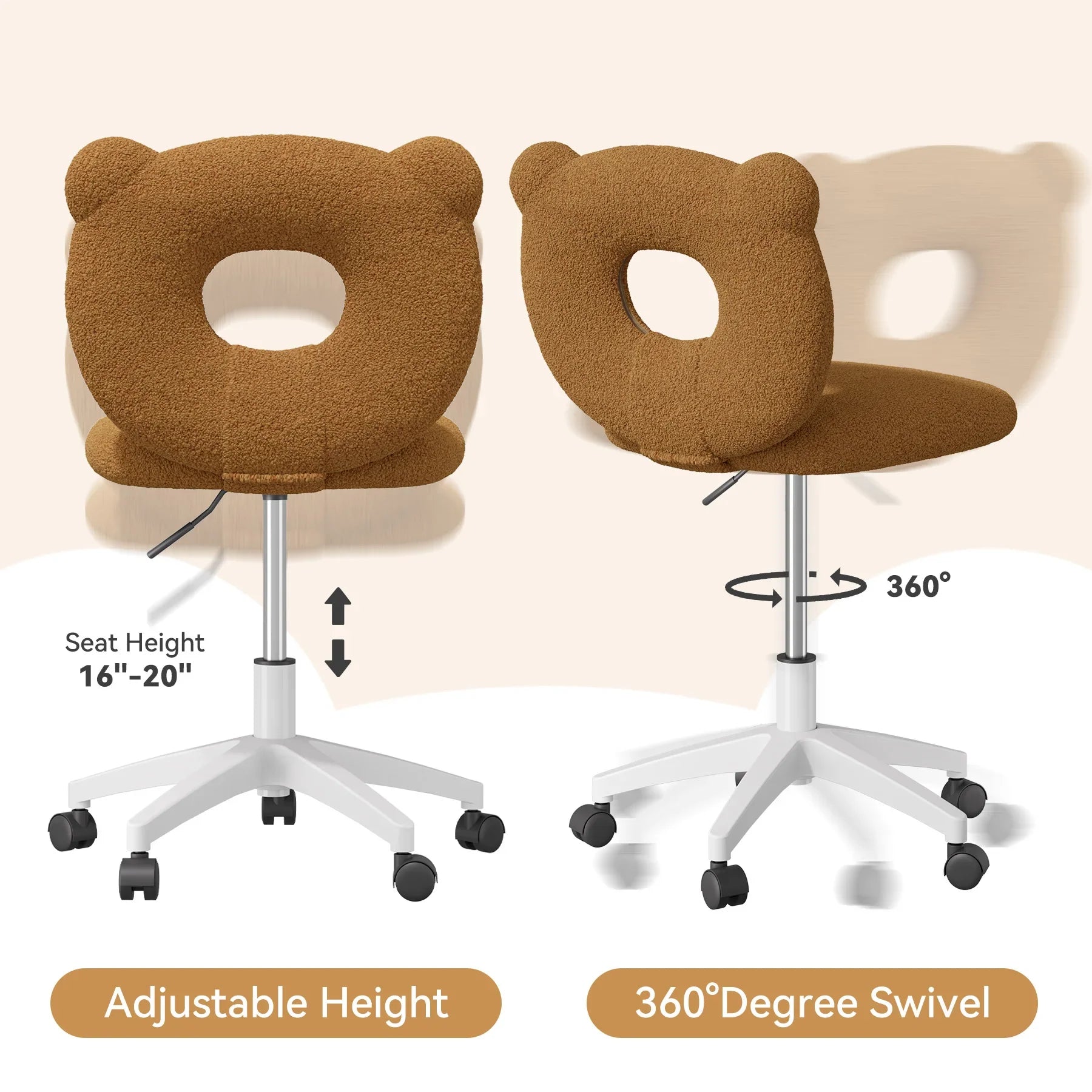 Little Bear Office Chair Female Male Dormitory Backrest Chair Pink Cute Bedroom Living Room Chairs Learning Chair Furniture Home
