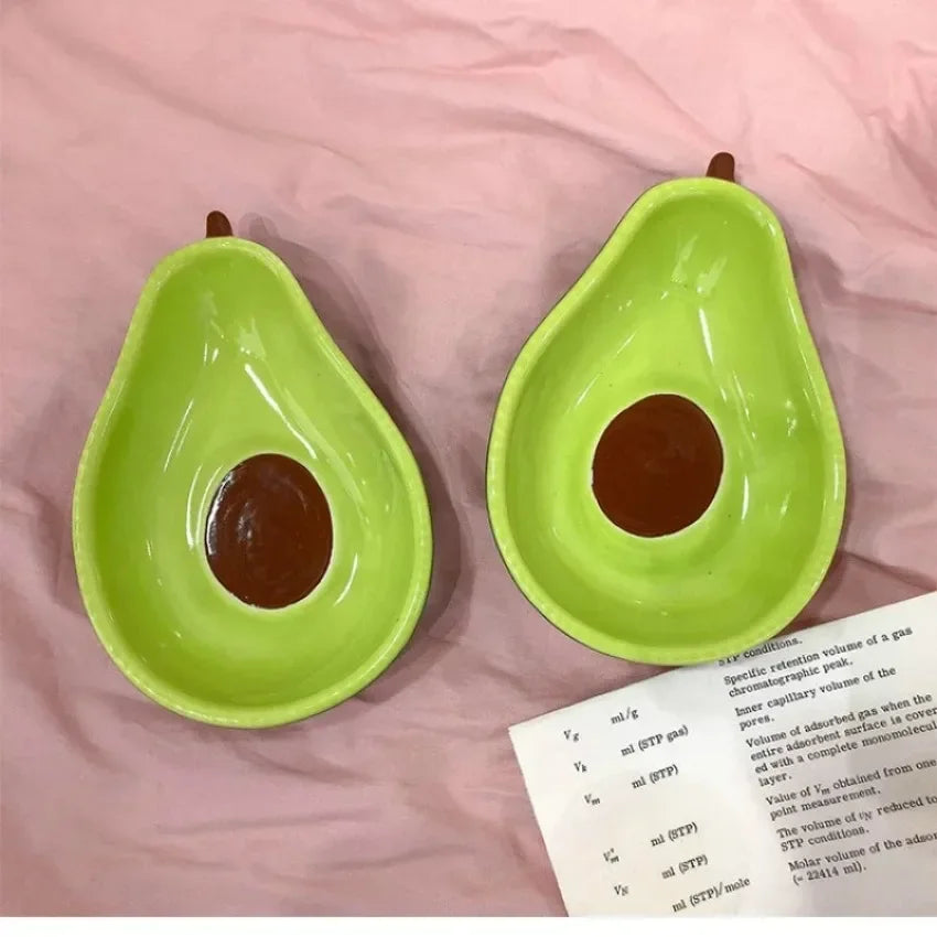 Creative Avocado Shaped Ceramic Dish Fruit Salad Plate Dessert Bowl