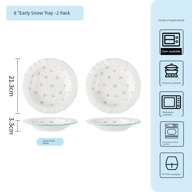 Ceramic Underglaze Color Bowl and Dish Tableware for One Person Bowl Spoon Bowl and Chopsticks