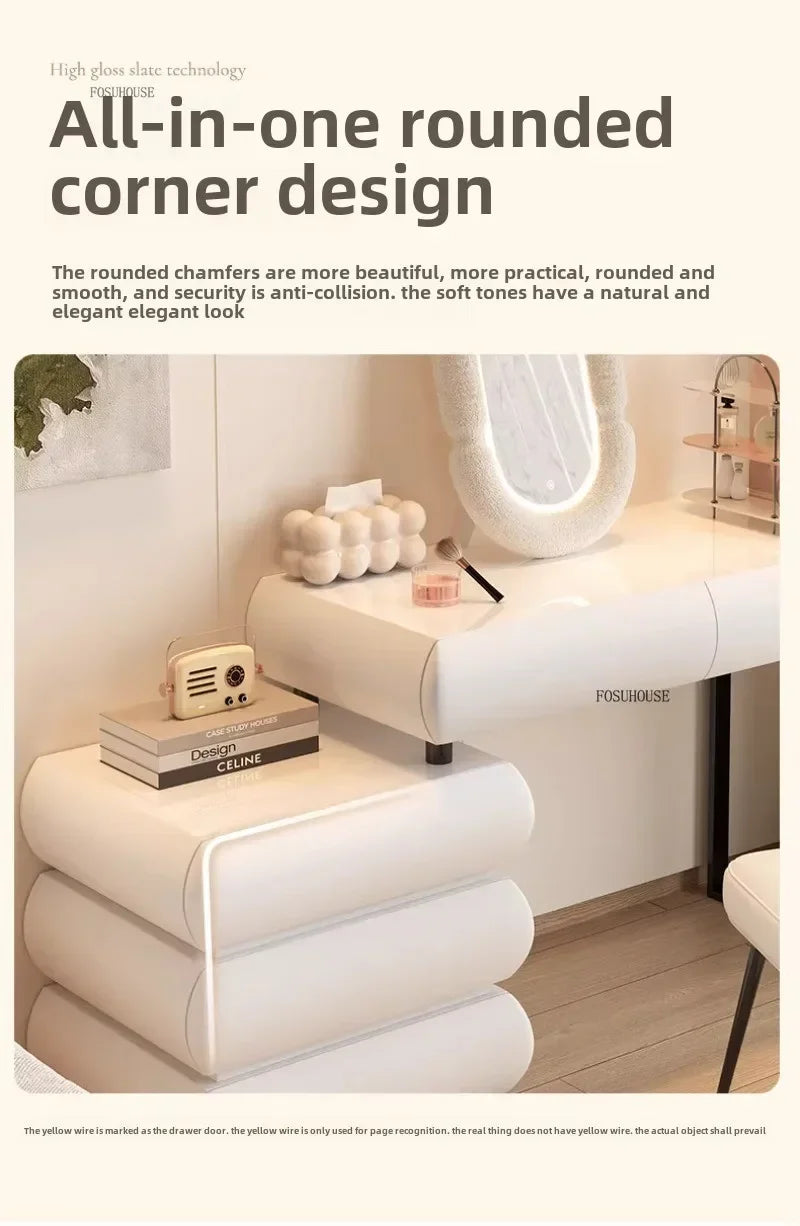 Multifunction Girls Vanity Table Corner Placement Mobile Luxury Dressers Set