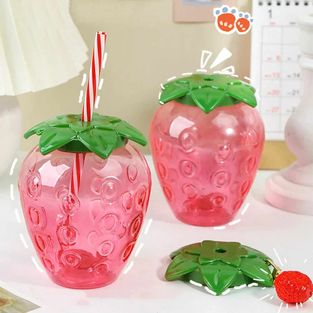Strawberry Water Bottle Party Drinking Bottle Party Straw Cup Straw Drinking Bottle 4 Sets