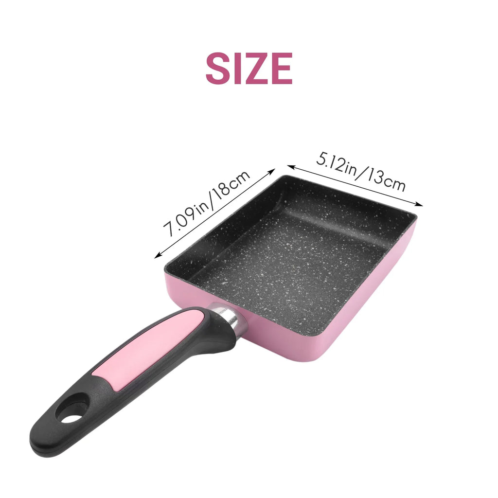 Pink Tamagoyaki Pan Japanese Omelette Pan, Non-Stick Coating Square Egg Pan to Make Omelets or Crepes