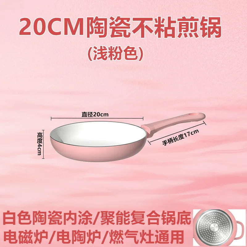 Pink Enamel Dutch Oven Non-Stick Pot Romantic Aesthetic Cooking Enameled Cast Iron Cookware Kitchen