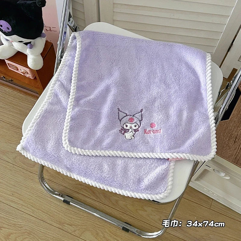 Sanrio Hello-kitty Anime Body Bath Towel Black Beauty Melody Soft Face Hand Microfiber Towel Fitness Sports Spa Bathrobe