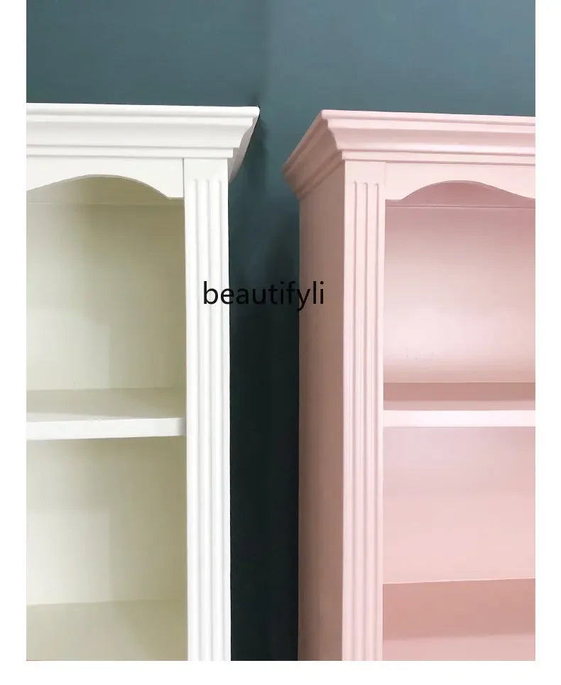 French Bookcase Bookshelf and Storage Shelf Modern Pastoral Hand Office Display Rack Display Cabinet Integrated Bookcase