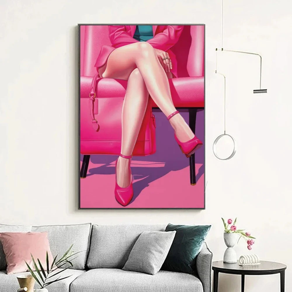 Modern Simple Wall Art Pink Fashion Women Sexy Legs HD Canvas Print Poster Home Living Room Bedroom Decoration