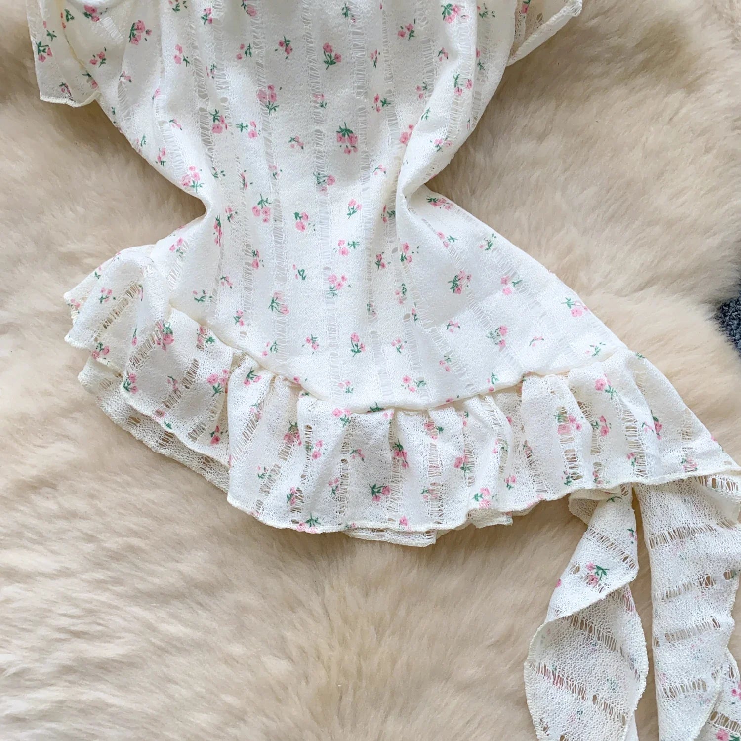 Ladies Floral Summer Camisole Sleeveless Irregular Slim Camis Women 3D Flower Ribbon Design Print Top