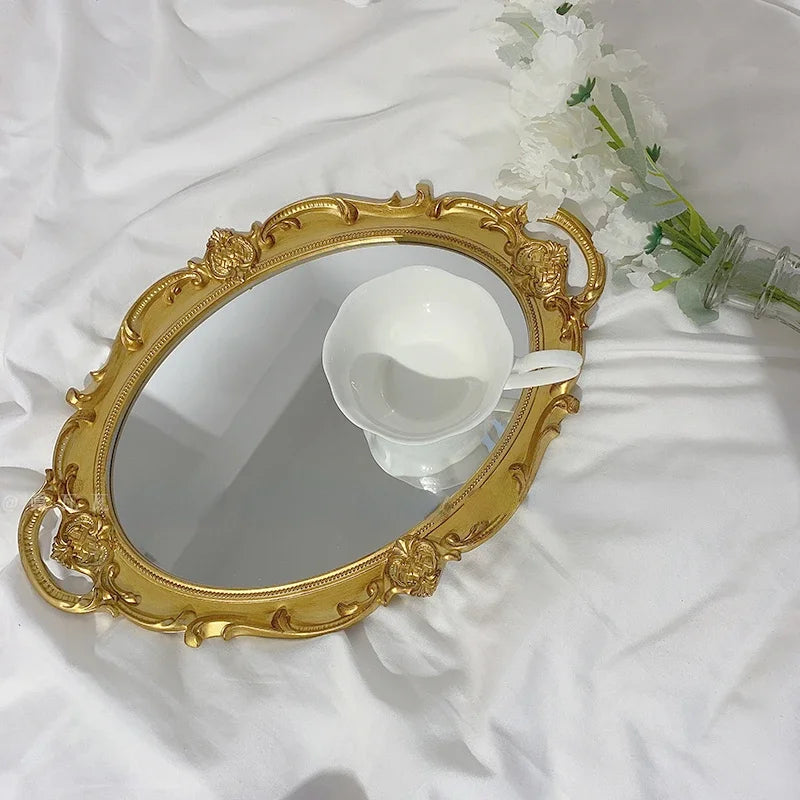 Vanity Mirrors Baroque Frame Mirror Gold Shield Wall Decorative Mirrors Plate