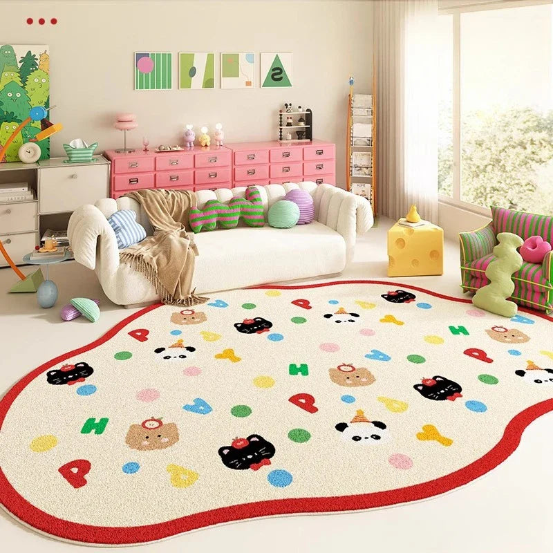 Cream Style Rugs Decoration Anti-slip Carpet Fluffy Soft Floor Mat Thick Plush Cloakroom Rug