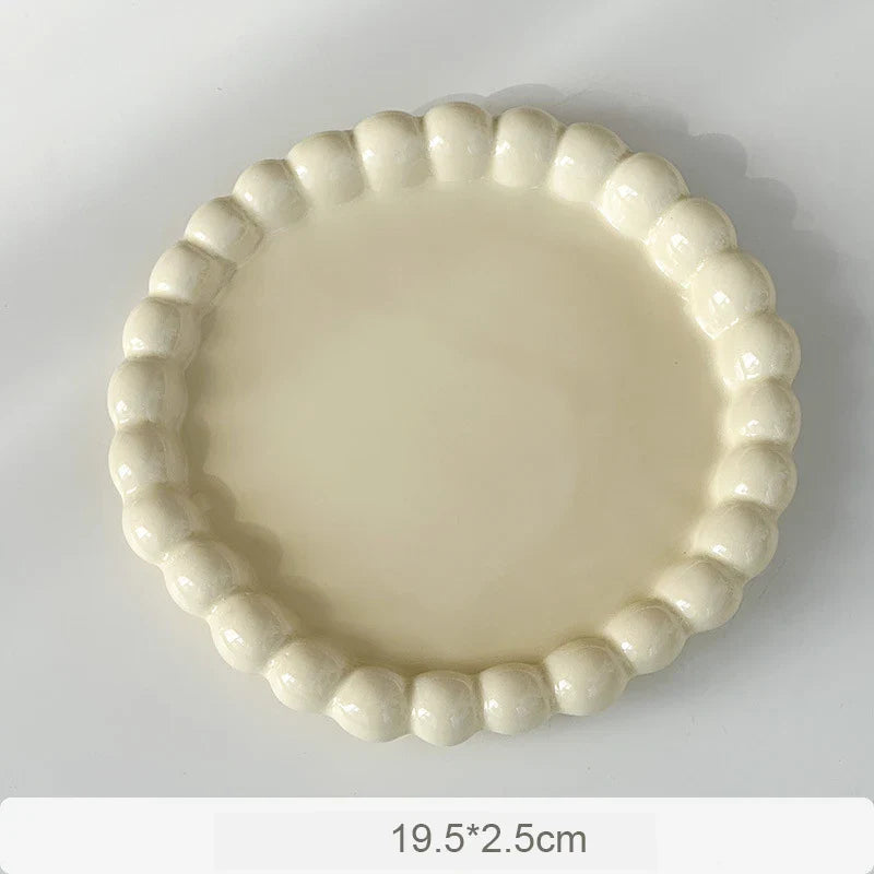Cute Pearl Ceramic Plates Decorative Luxury Dish Kitchen Tableware