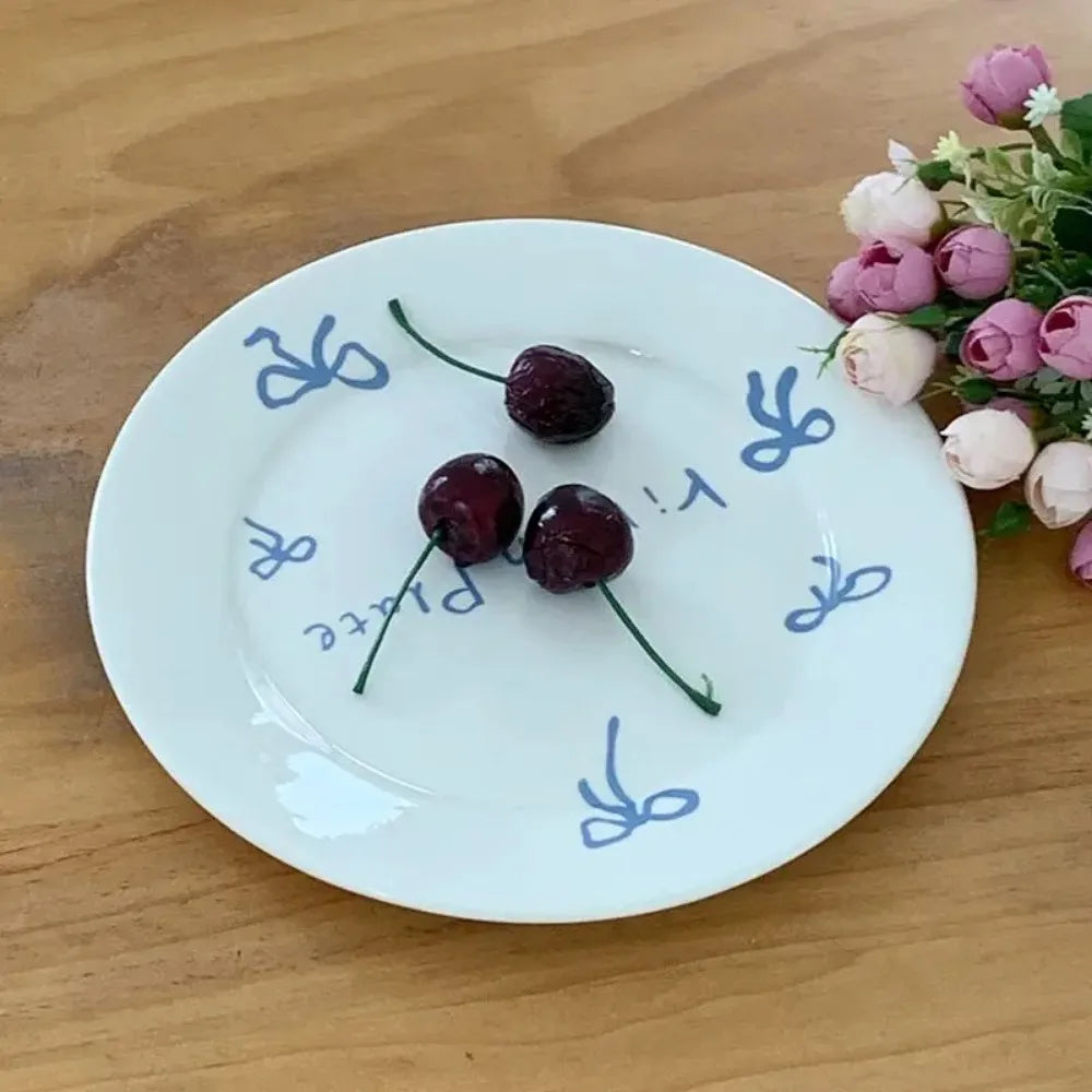 Cute Girl Bow Plate, Ceramic Dessert Plate
