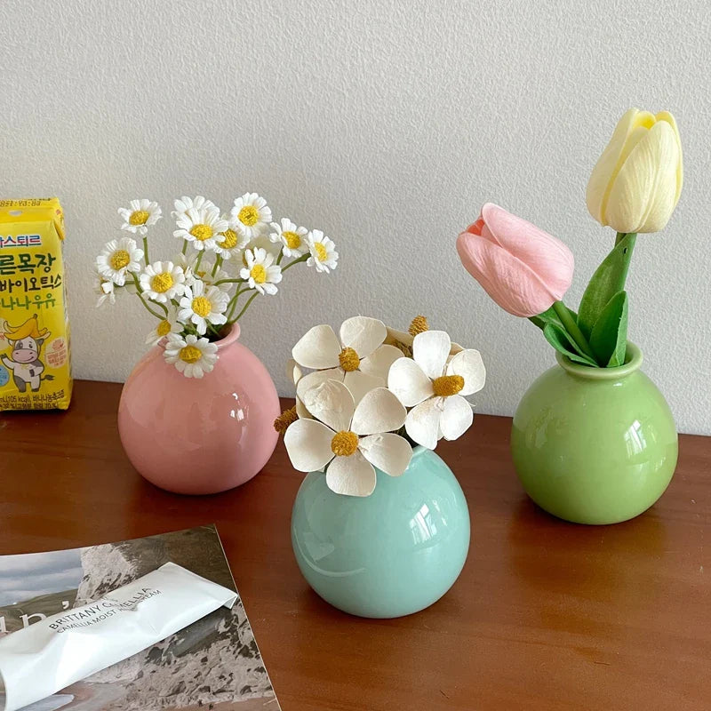 Mini Aesthetic Flower Vases Ceramics Vase Flower Arrangement - Flower Bottle Desktop Ceramic Plant Pot Home Decor