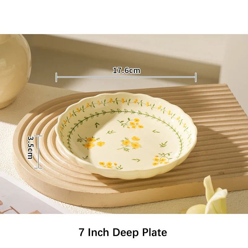 Porcelain Plate French Style Floral  Tableware