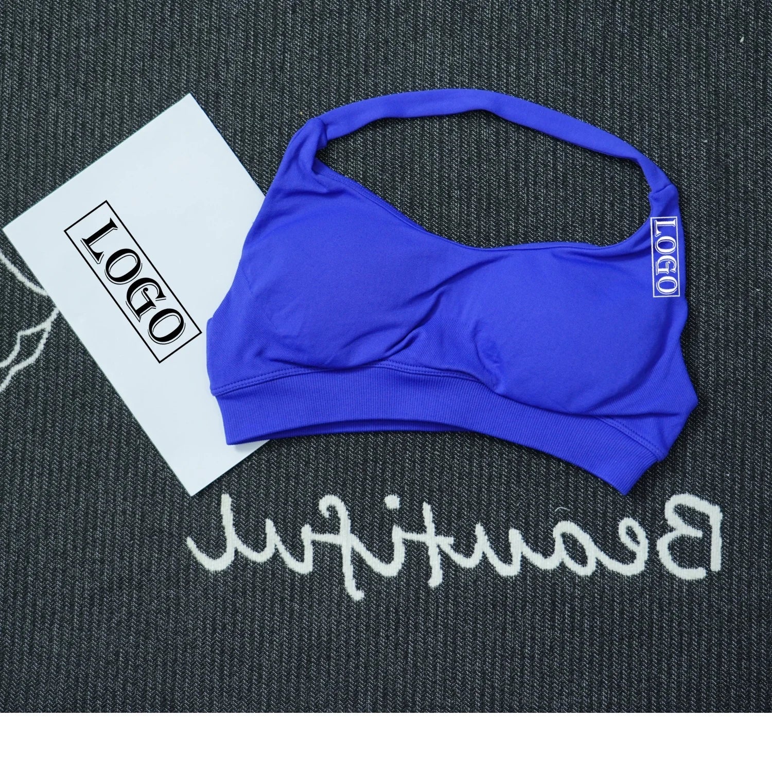 Yoga Impact Sports Bra With Logo Women Seamless Halter Bra Open Back Yoga Top Bras Medium Support Gym Crop Top Padded Sportswear