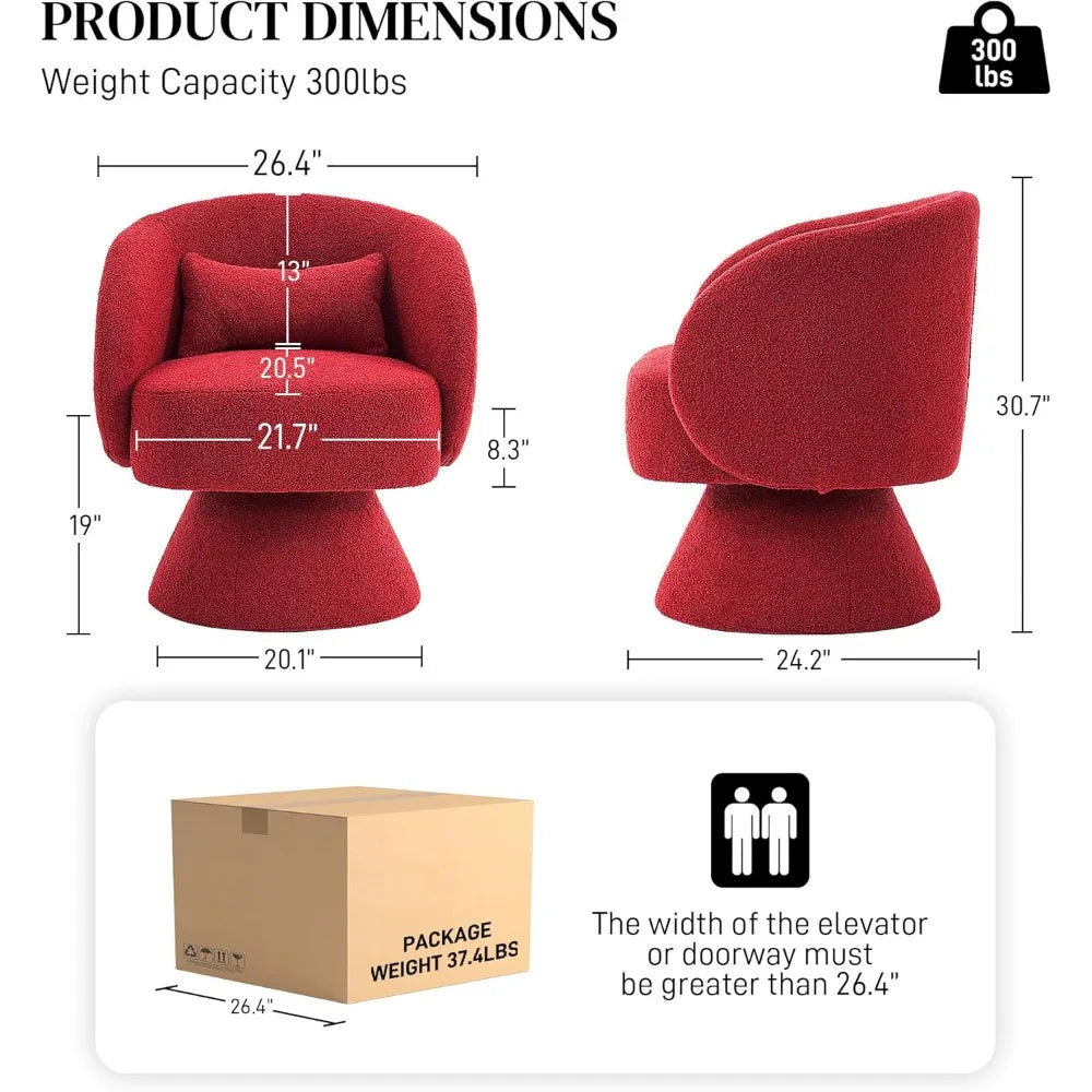 Swivel Barrel Chairs, Upholstered Swivel Cuddle Accent Chairs for Living Room, Comfy 360 Degree Modern Small Round