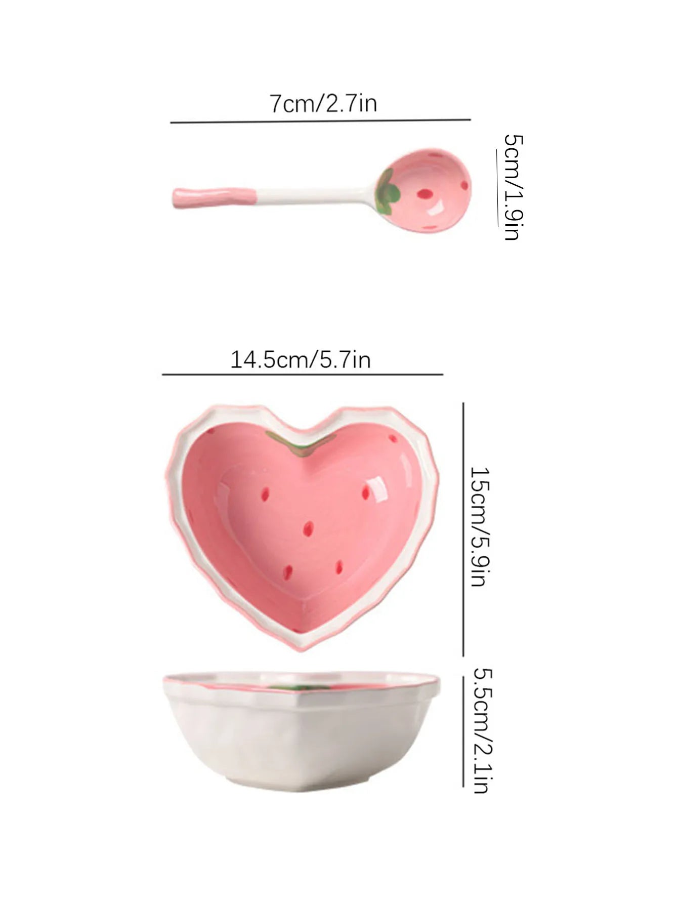 Strawberry Bowl Spoon Plate Set