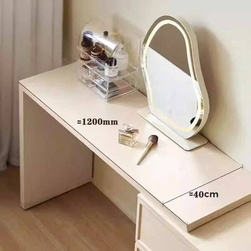 Pink Bedroom Dresser with Makeup Organizer, Comfortable Bedside Cabinet with Drawer for Clothes, Stylish Mirror Stand Furniture