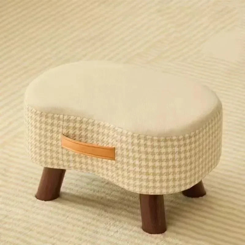 Curved Footstool with Handle Convenient To MoveSofa Small Stool