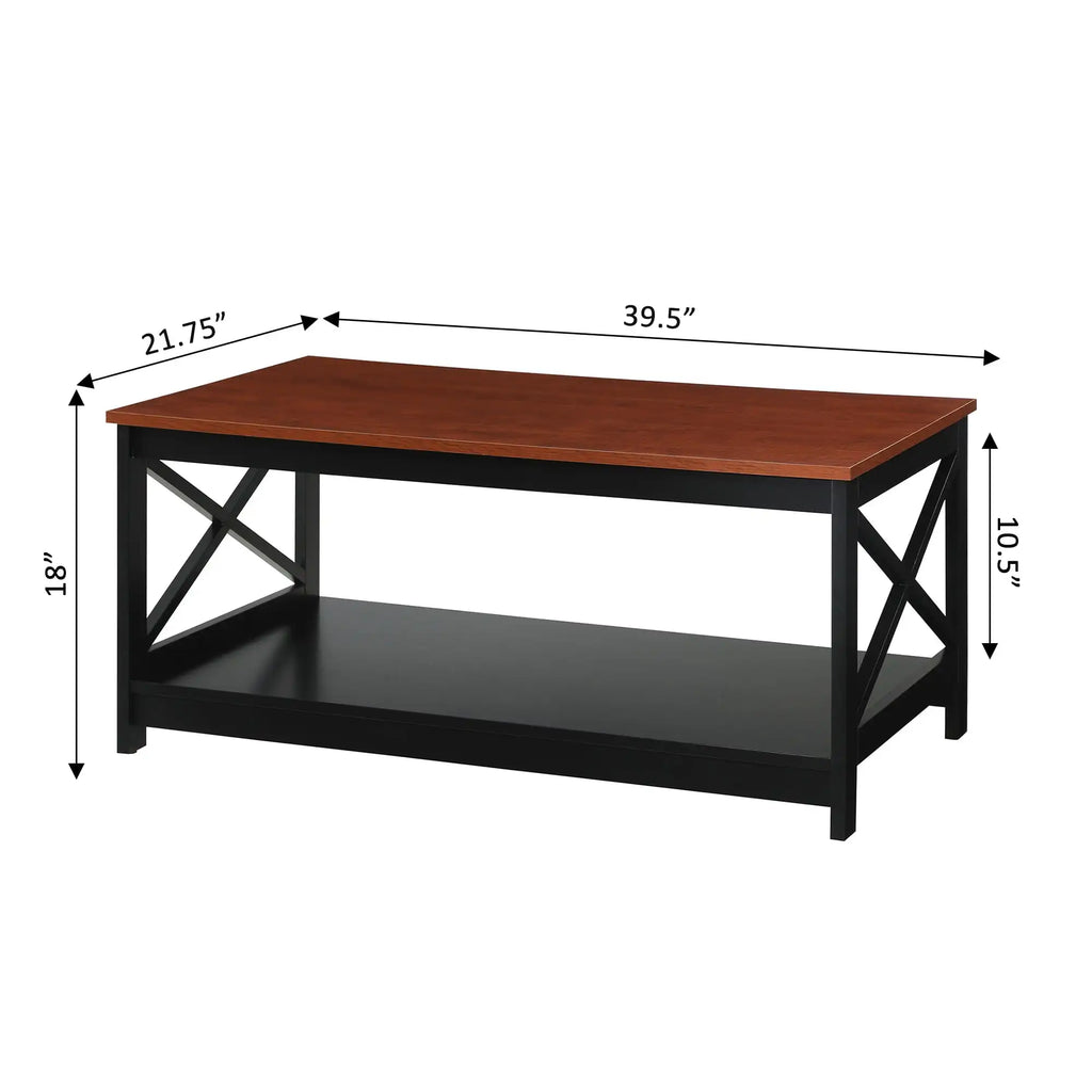 Oxford Coffee Table with Shelf, Transitional & Coastal Style,Two Tiers of Spacious Shelving