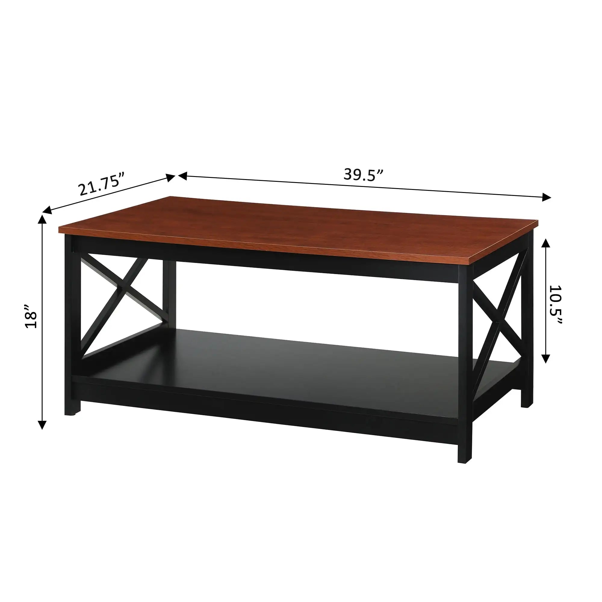 Oxford Coffee Table with Shelf, Transitional & Coastal Style,Two Tiers of Spacious Shelving