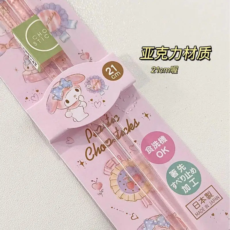 Sanrio Chopsticks Cinnamoroll My Melody Beautiful Acrylic Mold Proof Easy Carry and Can Be Sterilized At High Temperatures Gifts