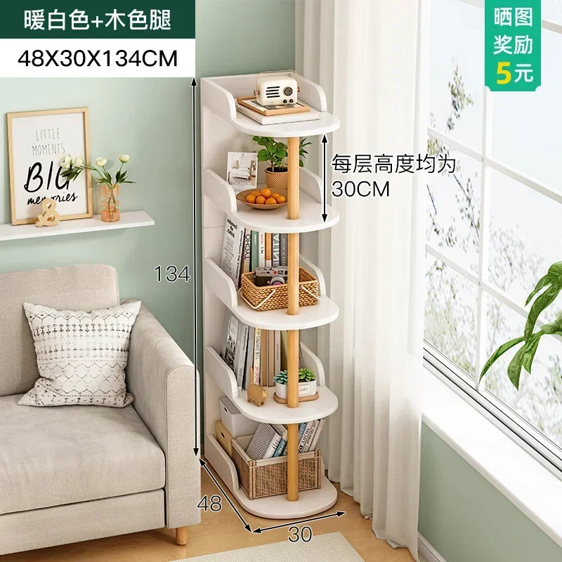 Side Table Ultra Narrow Book Shelf Creative Shelves Sofa Side Rack Bookcase