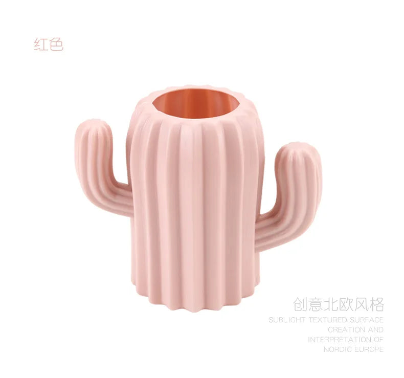 Creative Student Pen Holder Stationery Desktop Cactus Desk Multifunction Storage Box PE Pen Container Brush Pot Office Supplies